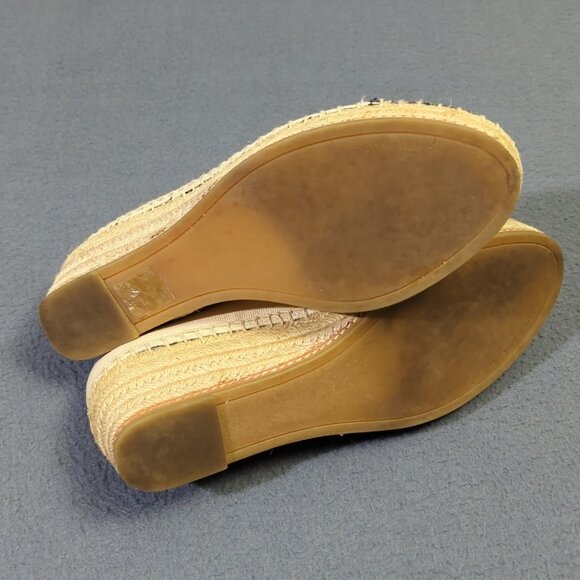 Tory Burch Shoes Women's 7 Cream Color Block Espadrille Recycled Canvas Nappa - Picture 9 of 13